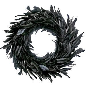 Touch of Nature Cocktail Feather Wreath, 18-Inch - Black Cocktail Feathers